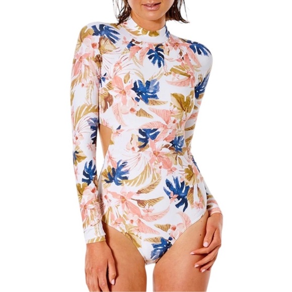Rip Curl Sunset Waves Long Sleeve Floral One Piece Surf Swimsuit NWT Women’s L - Picture 12 of 16